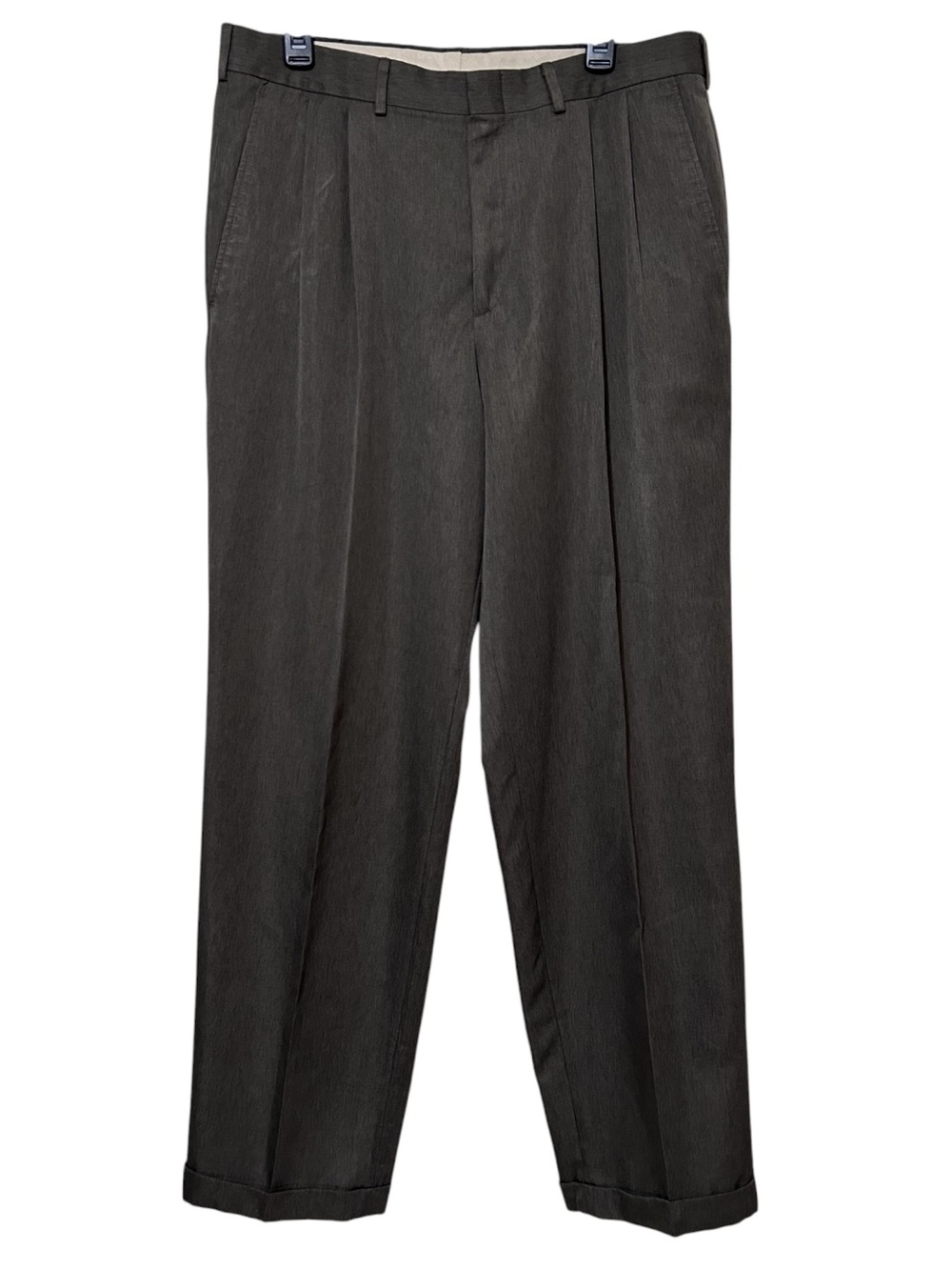 Farah Mens 34x32 Gray Pleated Front Cuffed Hem Dress Pants Trousers - Picture 1 of 8